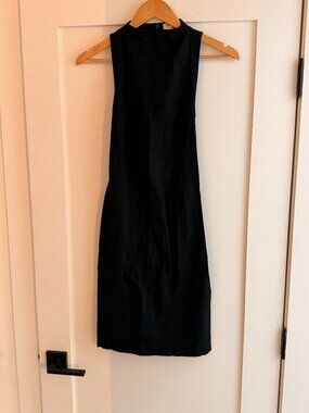 Aritzia Contour High Neckline Black Mini Dress, Size: 0